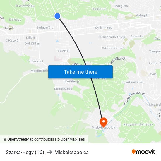 Szarka-Hegy (16) to Miskolctapolca map