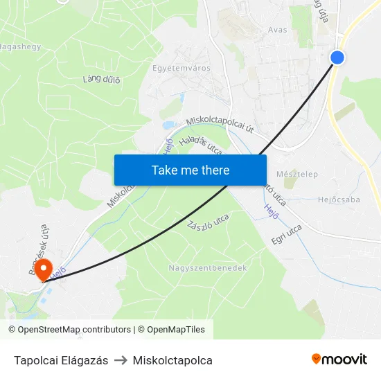 Tapolcai Elágazás to Miskolctapolca map