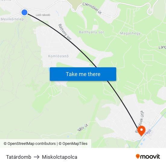 Tatárdomb to Miskolctapolca map