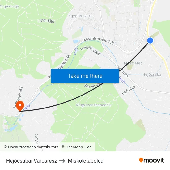 Hejőcsabai Városrész to Miskolctapolca map