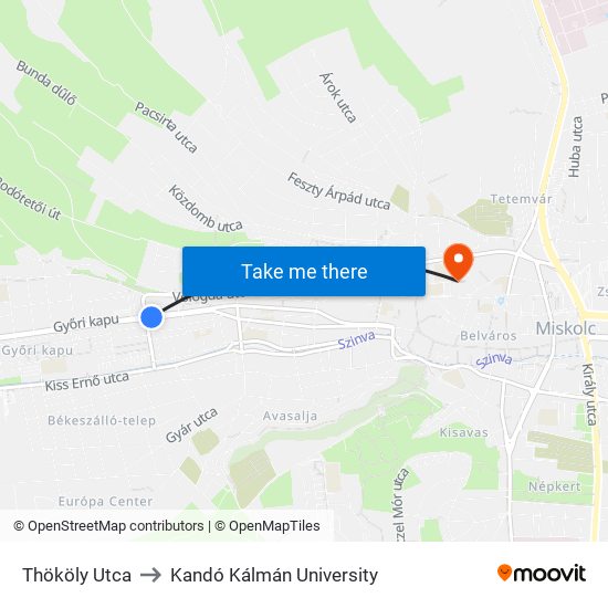 Thököly Utca to Kandó Kálmán University map