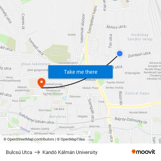 Bulcsú Utca to Kandó Kálmán University map