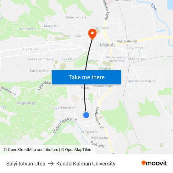 Sályi István Utca to Kandó Kálmán University map