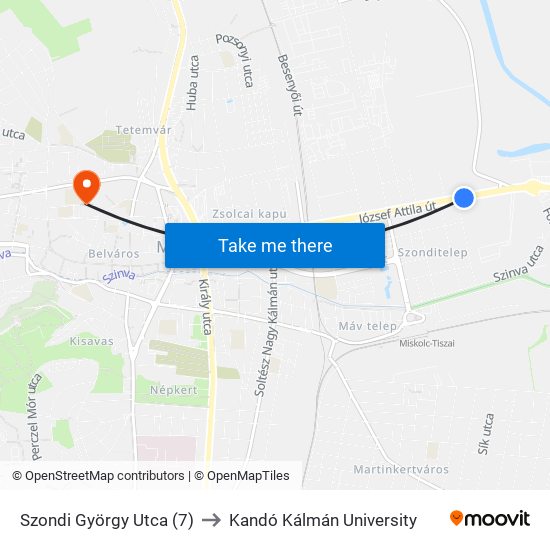 Szondi György Utca (7) to Kandó Kálmán University map