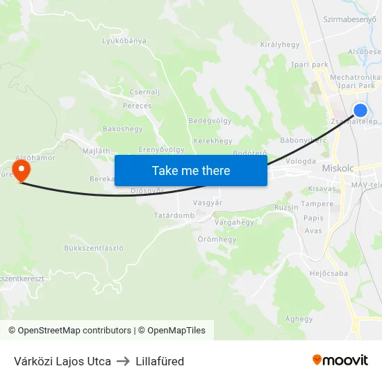 Várközi Lajos Utca to Lillafüred map