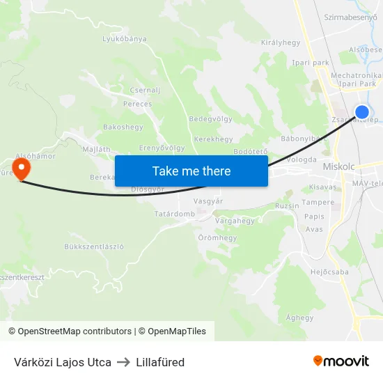 Várközi Lajos Utca to Lillafüred map