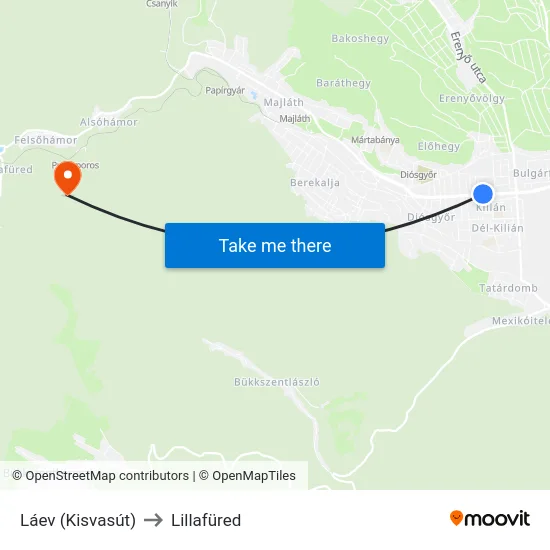 Láev (Kisvasút) to Lillafüred map
