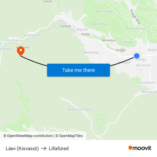 Láev (Kisvasút) to Lillafüred map