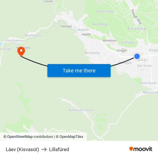 Láev (Kisvasút) to Lillafüred map