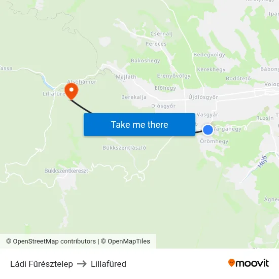 Ládi Fűrésztelep to Lillafüred map