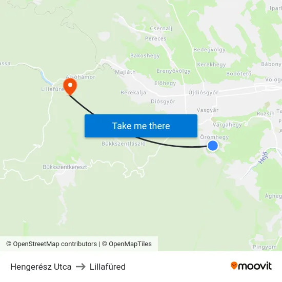 Hengerész Utca to Lillafüred map