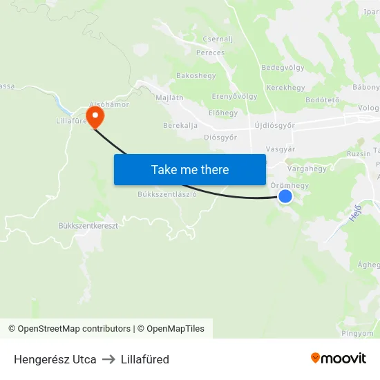 Hengerész Utca to Lillafüred map