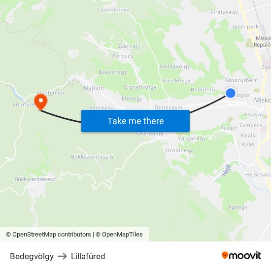 Bedegvölgy to Lillafüred map