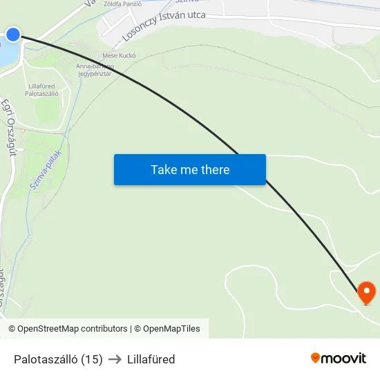 Palotaszálló (15) to Lillafüred map
