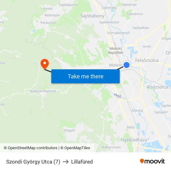 Szondi György Utca (7) to Lillafüred map