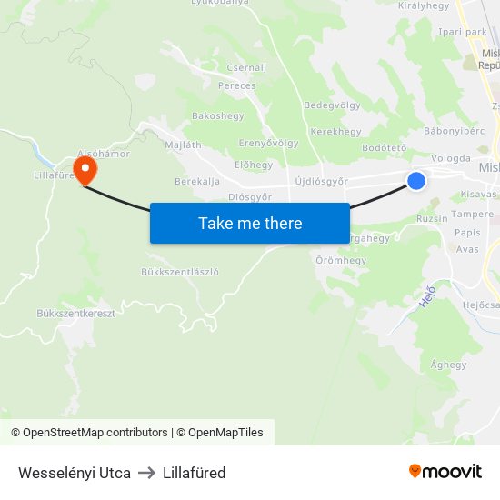 Wesselényi Utca to Lillafüred map