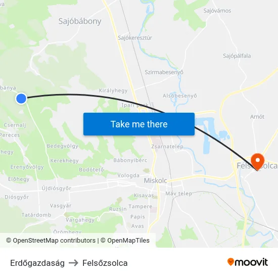 Erdőgazdaság to Felsőzsolca map