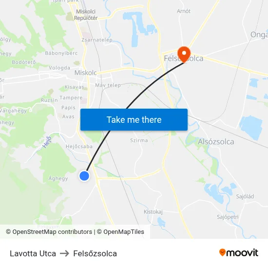 Lavotta Utca to Felsőzsolca map