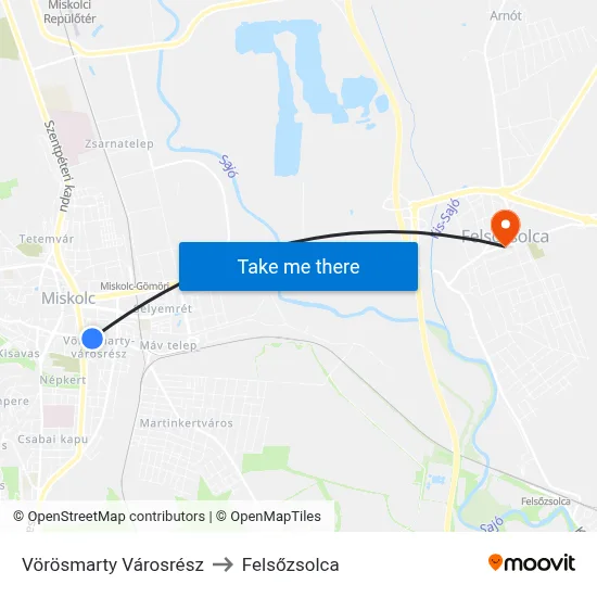 Vörösmarty Városrész to Felsőzsolca map