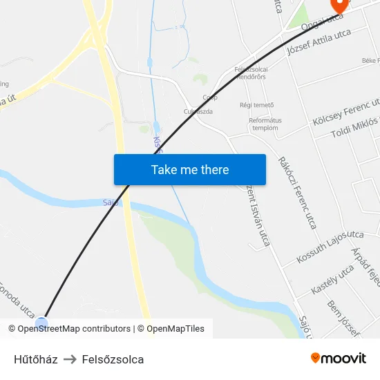 Hűtőház to Felsőzsolca map