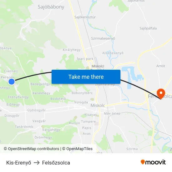 Kis-Erenyő to Felsőzsolca map