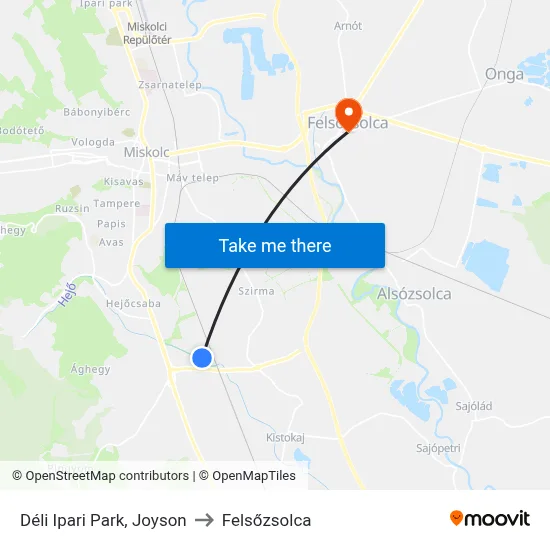 Déli Ipari Park, Joyson to Felsőzsolca map