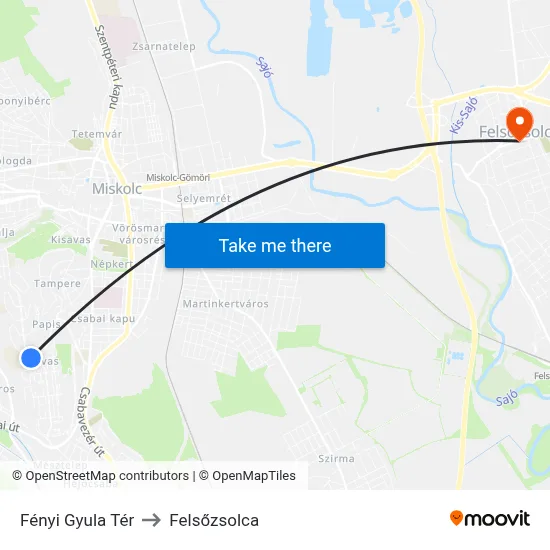 Fényi Gyula Tér to Felsőzsolca map