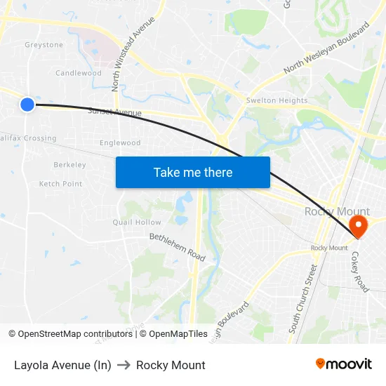 Layola Avenue (In) to Rocky Mount map