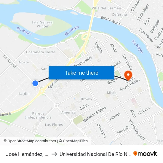 José Hernández, 876 to Universidad Nacional De Río Negro map