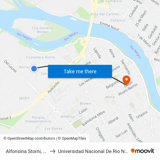 Alfonsina Storni, 600 to Universidad Nacional De Río Negro map