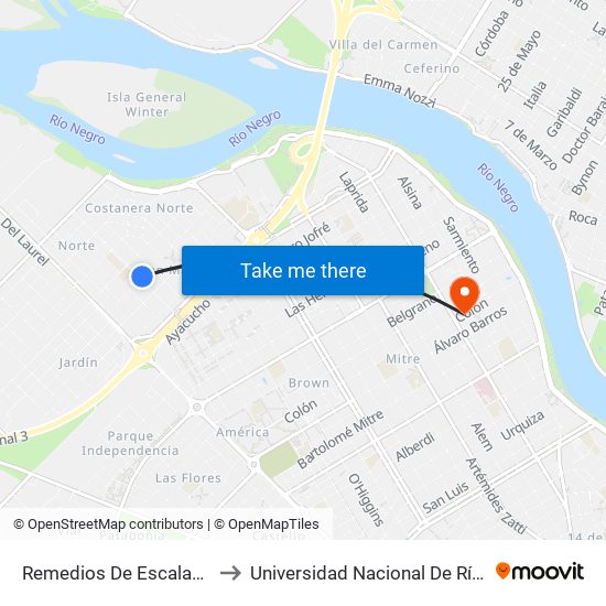 Remedios De Escalada, 593 to Universidad Nacional De Río Negro map