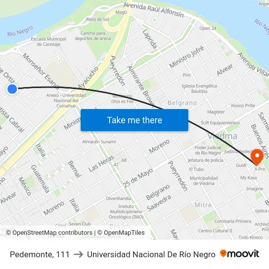Pedemonte, 111 to Universidad Nacional De Río Negro map