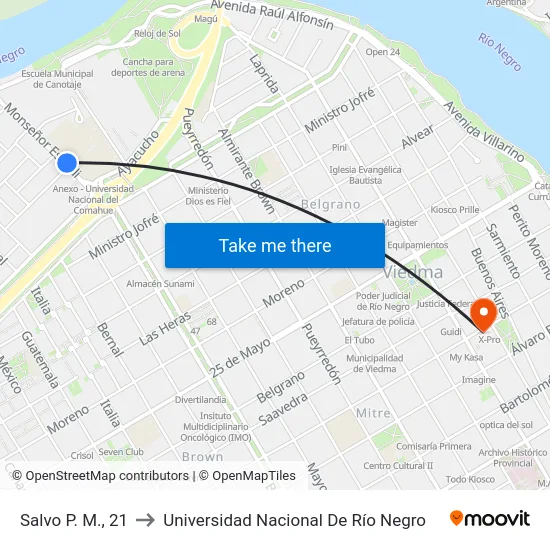 Salvo P. M., 21 to Universidad Nacional De Río Negro map