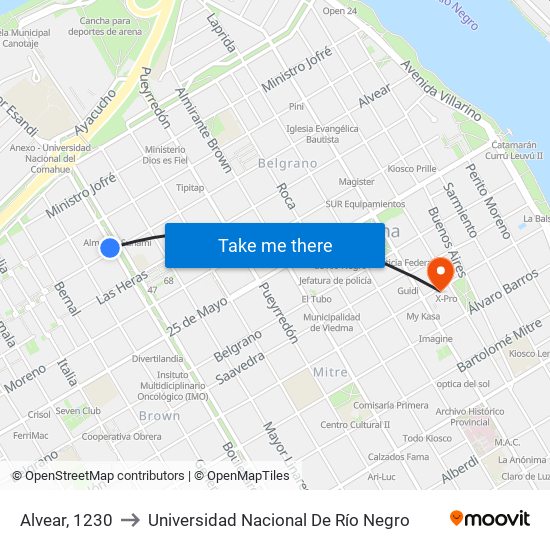 Alvear, 1230 to Universidad Nacional De Río Negro map