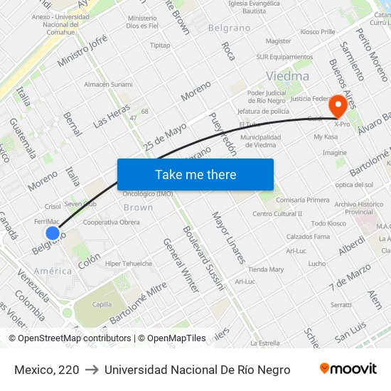 Mexico, 220 to Universidad Nacional De Río Negro map