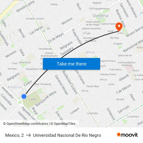 Mexico, 2 to Universidad Nacional De Río Negro map