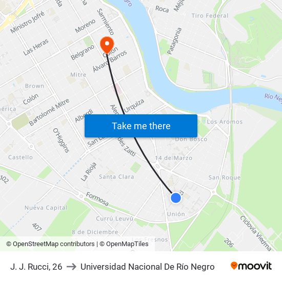 J. J. Rucci, 26 to Universidad Nacional De Río Negro map