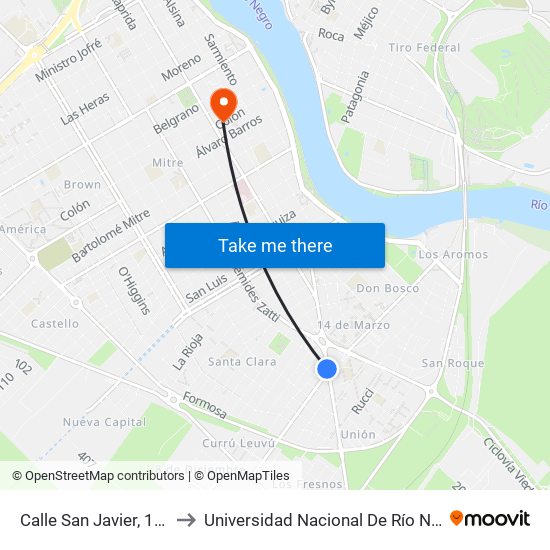 Calle San Javier, 1631 to Universidad Nacional De Río Negro map