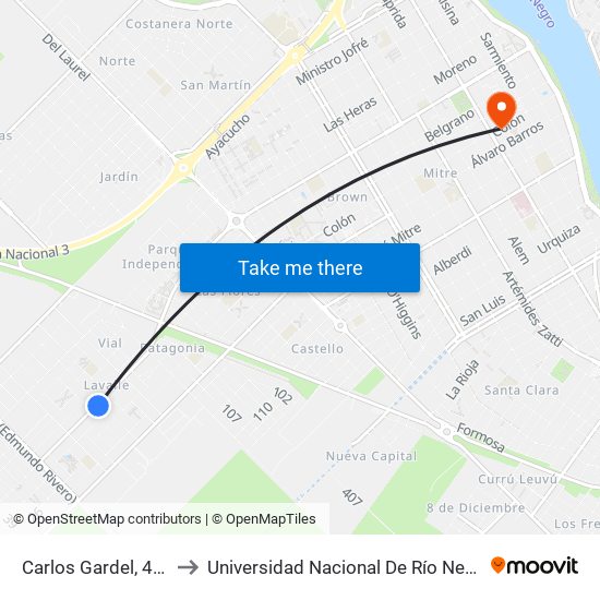 Carlos Gardel, 415 to Universidad Nacional De Río Negro map