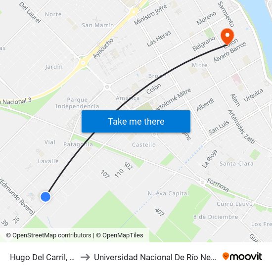 Hugo Del Carril, 12 to Universidad Nacional De Río Negro map