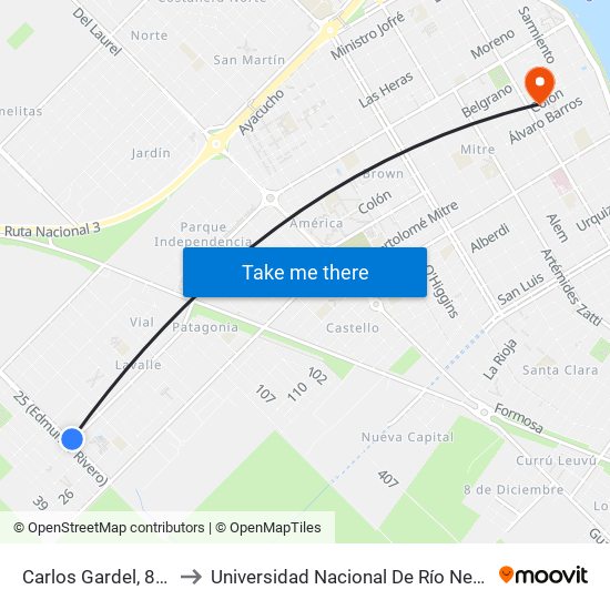 Carlos Gardel, 875 to Universidad Nacional De Río Negro map