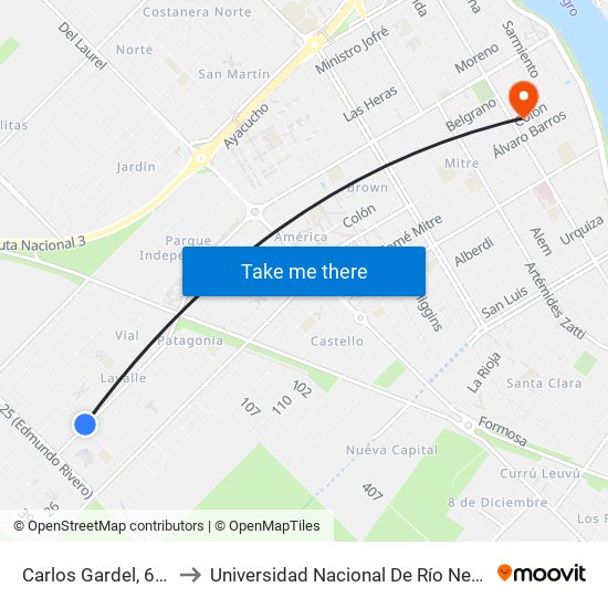 Carlos Gardel, 659 to Universidad Nacional De Río Negro map