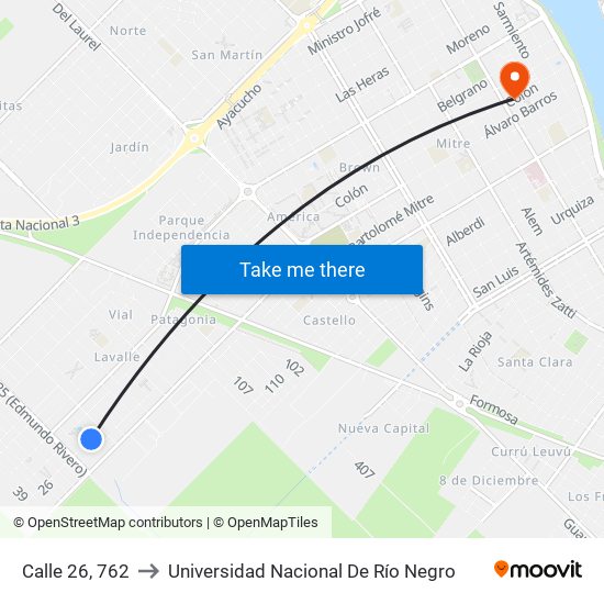 Calle 26, 762 to Universidad Nacional De Río Negro map