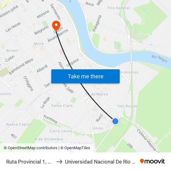 Ruta Provincial 1, 5506 to Universidad Nacional De Río Negro map