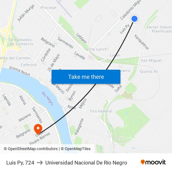 Luis Py, 724 to Universidad Nacional De Río Negro map