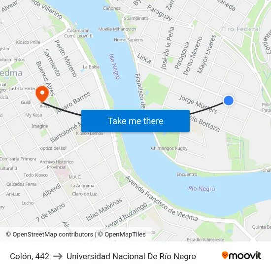 Colón, 442 to Universidad Nacional De Río Negro map