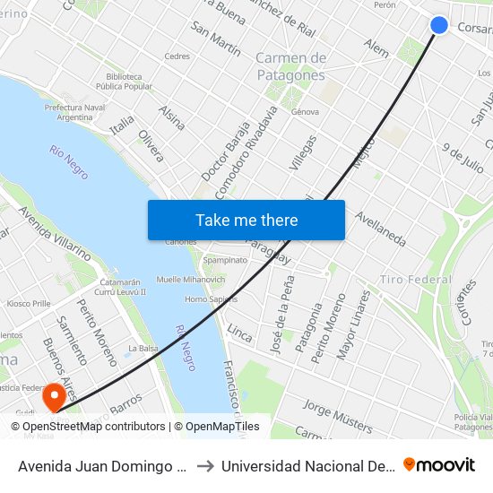 Avenida Juan Domingo Perón, 142 to Universidad Nacional De Río Negro map