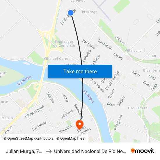 Julián Murga, 707 to Universidad Nacional De Río Negro map