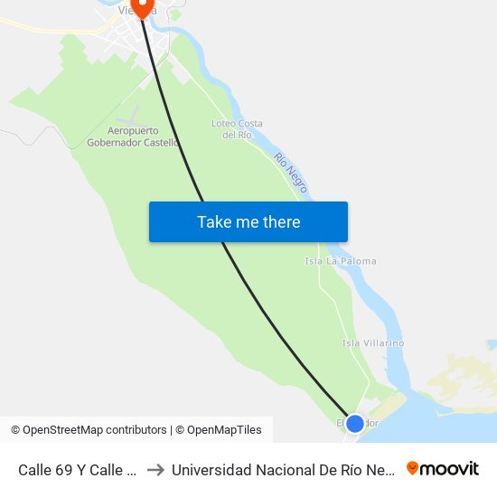 Calle 69 Y Calle 14 to Universidad Nacional De Río Negro map