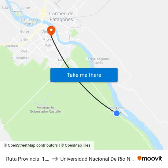 Ruta Provincial 1, 12 to Universidad Nacional De Río Negro map